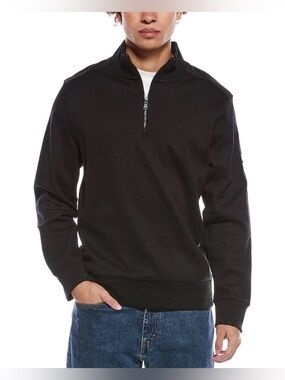 Boss Men’s Black Half-Zip Pullover Sweatshirt Casual Workwear Outerwear Size XL